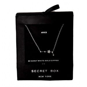 NEW - Aries Constellation Astrology Necklace 24K White Gold Dipped CZ 16"+2" Ext